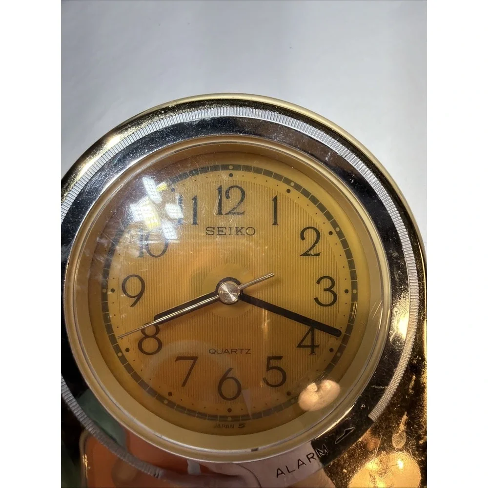 Seiko Gold Analog Quartz Dome Alarm Clock Vintage Retro Plastic
